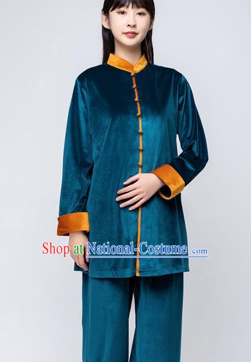 China Traditional Kung Fu Costumes Martial Arts Competition Clothing Woman Tai Chi Training Peacock Pleuche Uniforms