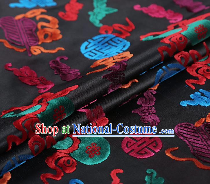 China Classical Qipao Dress Silk Fabric Traditional Lucky Pattern Black Brocade Jacquard Cloth