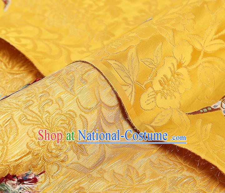 China Cheongsam Silk Fabric Traditional Classical Butterfly Pattern Yellow Nanjing Brocade