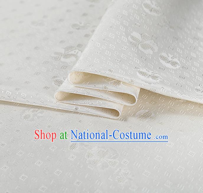 China Classical Cheongsam White Silk Fabric Traditional Tang Suit Brocade Drapery