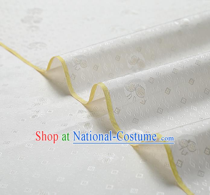 China Classical Cheongsam White Silk Fabric Traditional Tang Suit Brocade Drapery