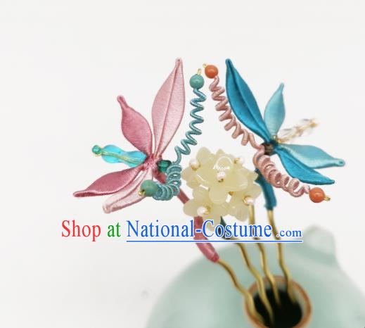 Chinese Handmade Silk Butterfly Hair Comb Traditional Hanfu Hair Accessories