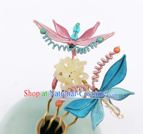 Chinese Handmade Silk Butterfly Hair Comb Traditional Hanfu Hair Accessories