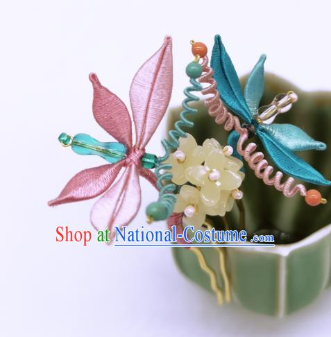 Chinese Handmade Silk Butterfly Hair Comb Traditional Hanfu Hair Accessories