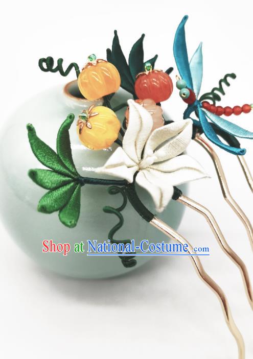 Chinese Traditional Hanfu Pumpkin Hair Accessories Handmade Ancient Princess White Flower Hair Comb