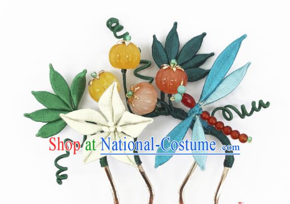 Chinese Traditional Hanfu Pumpkin Hair Accessories Handmade Ancient Princess White Flower Hair Comb