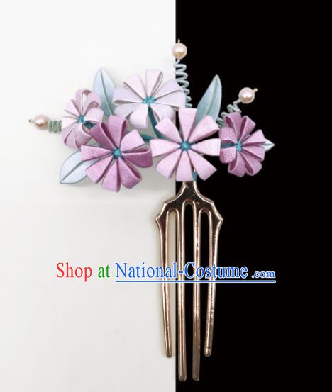 Chinese Traditional Hanfu Silk Daisy Hairpin Handmade Ancient Palace Lady Hair Comb