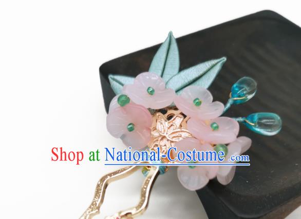 Chinese Traditional Pink Peach Blossom Hair Stick Handmade Hanfu Hair Accessories Ancient Village Girl Hairpin