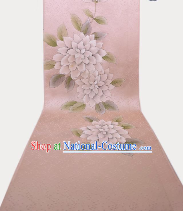 Asian Traditional Japanese Printing Pink Brocade Tapestry Japan Classical Kimono Silk Fabric