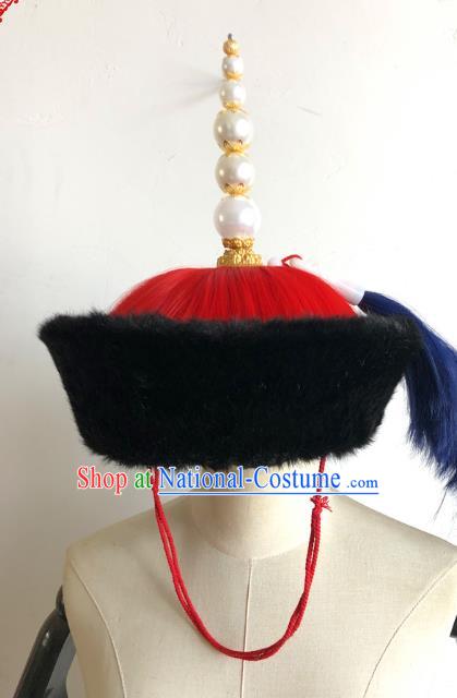 China Traditional Qing Dynasty Emperor Hat Ancient Royal Highness Headwear