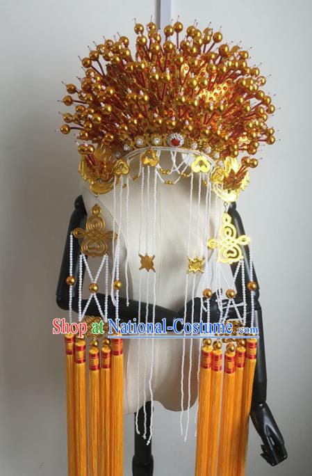 China Traditional Peking Opera Diva Golden Phoenix Coronet Handmade Beijing Opera Empress Headdress