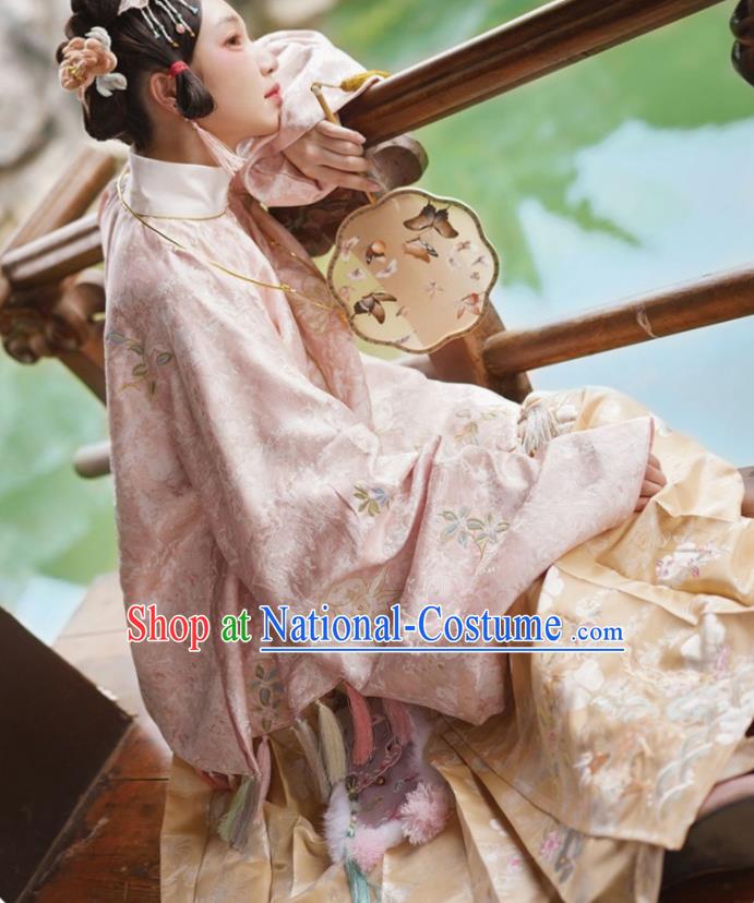 China Ancient Nobility Lady Hanfu Clothing Traditional Ming Dynasty Patrician Female Embroidered Costumes Full Set