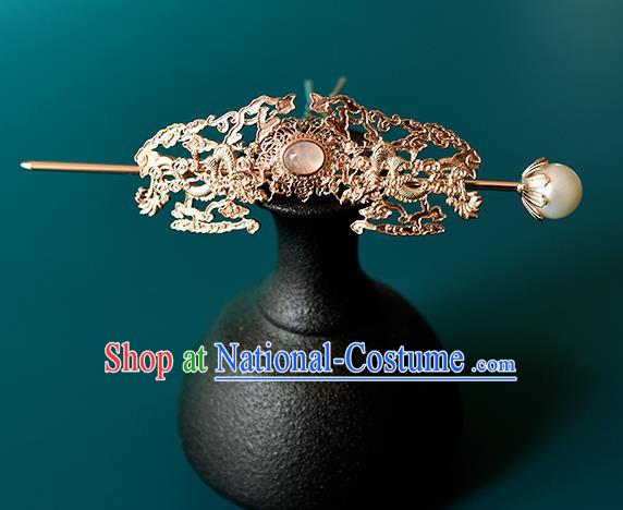 Chinese Traditional Hanfu Hair Accessories Ancient Swordswoman Golden Hair Crown and Hairpin