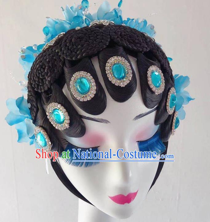 China Traditional Beijing Opera Diva Wigs Classical Dance Hair Accessories Stage Performance Headwear