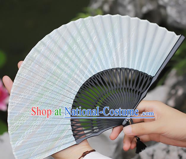 Chinese Traditional Flax Accordion Classical Folding Fan Handmade Bamboo Fan