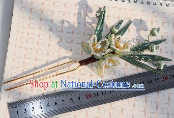 Chinese Ancient Princess Hair Stick Traditional Ming Dynasty Beads Peach Blossom Hairpin