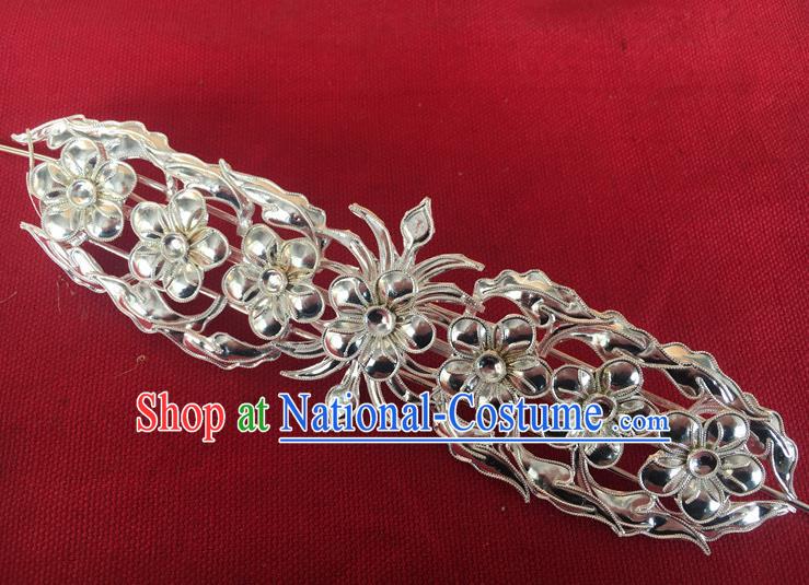 Chinese Traditional Ming Dynasty Hanfu Hair Accessories Ancient Fairy Argent Plum Blossom Hairpin