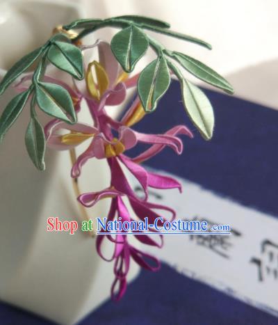 Chinese Song Dynasty Hair Accessories Ancient Princess Hair Clip Traditional Silk Wisteria Hairpin