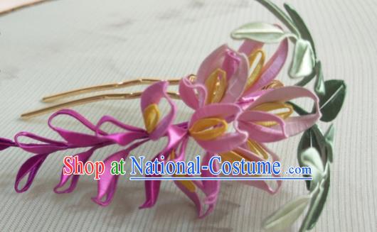 Chinese Song Dynasty Hair Accessories Ancient Princess Hair Clip Traditional Silk Wisteria Hairpin