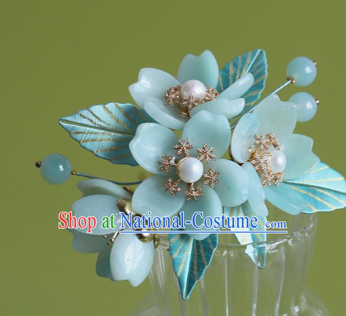 Chinese Traditional Hanfu Hairpin Hair Accessories Ancient Princess Amazonite Sakura Hair Stick