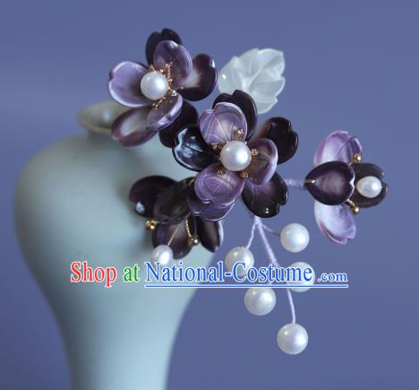 Chinese Ancient Princess Purple Flowers Hair Stick Traditional Hanfu Hair Accessories Hairpin