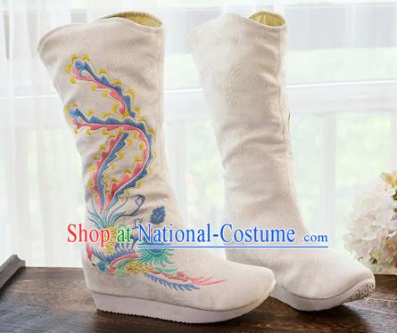 Chinese National Embroidered Cloth Shoes Traditional Hanfu Swordsman White Boots