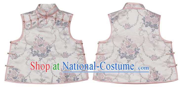 Chinese Traditional Woman Brocade Top Garment Costume Tang Suit Vest