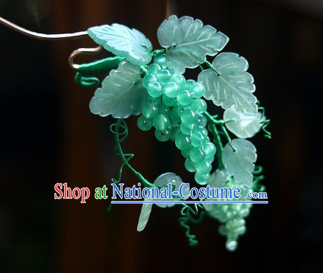 Chinese Traditional Song Dynasty Court Hair Stick Ancient Princess Green Grape Hairpin