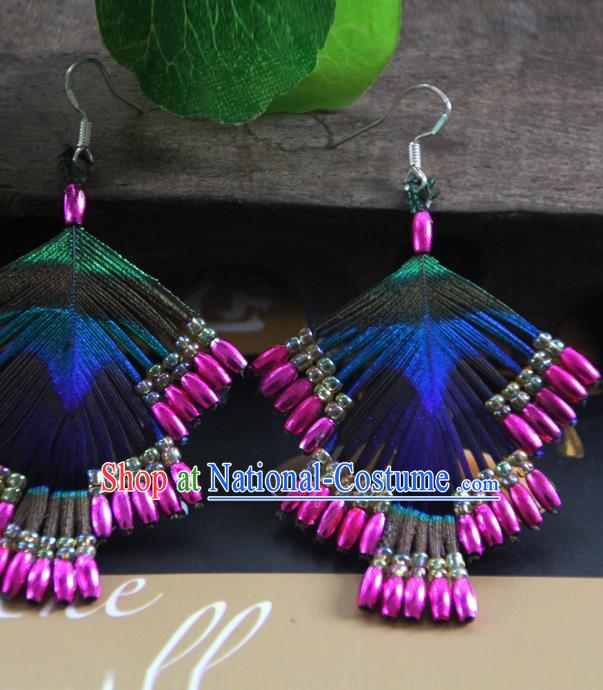 Chinese Handmade Peacock Dance Ear Jewelry National Ear Accessories Yannan Dai Ethnic Woman Earrings