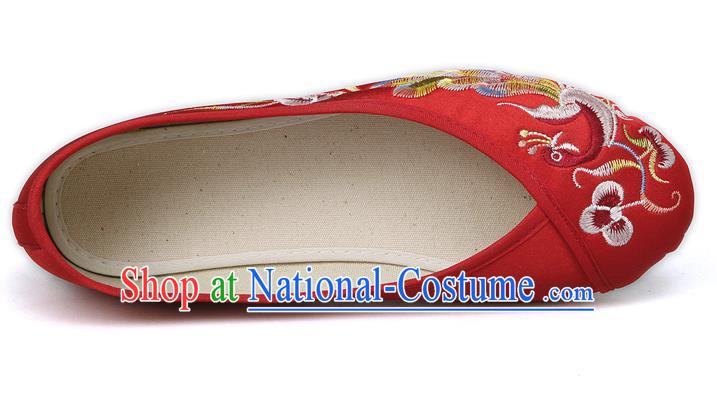 China Traditional Embroidered Phoenix Red Shoes National Wedding Bride Boots