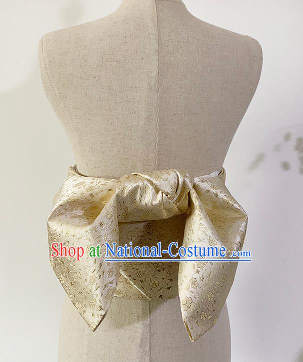 Japan Traditional Yukata Waistband Japanese Kimono Accessories Golden Brocade Bowknot Belt