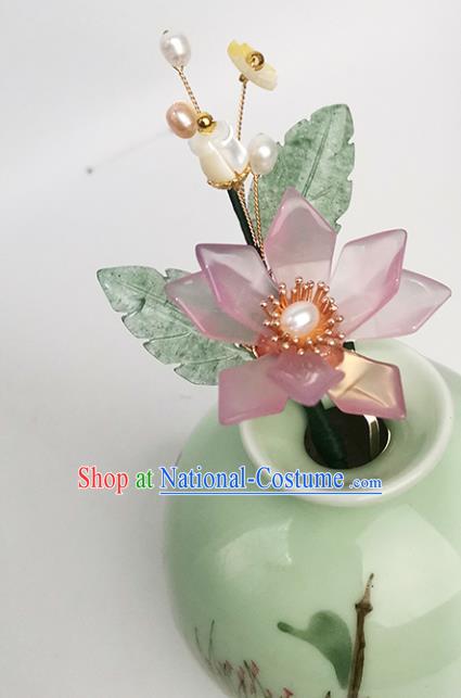 Chinese Ancient Princess Hairpin Traditional Song Dynasty Pink Peach Blossom Hair Stick