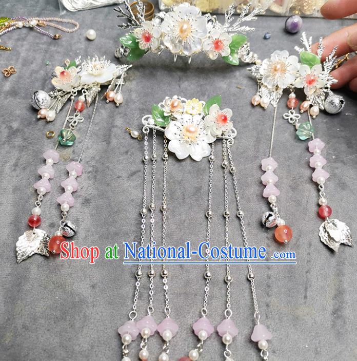 Chinese Ancient Palace Princess Hairpin Traditional Ming Dynasty Shell Hair Crown Hair Accessories Full Set