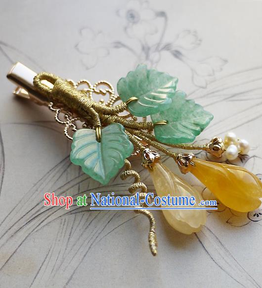 Chinese Ancient Palace Princess Hairpin Hair Accessories Traditional Ming Dynasty Topaz Mangnolia Hair Claw