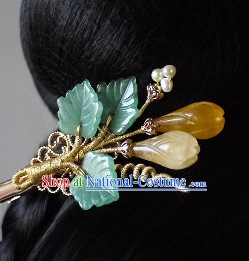 Chinese Ancient Palace Princess Hairpin Hair Accessories Traditional Ming Dynasty Topaz Mangnolia Hair Claw