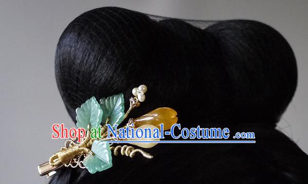 Chinese Ancient Palace Princess Hairpin Hair Accessories Traditional Ming Dynasty Topaz Mangnolia Hair Claw