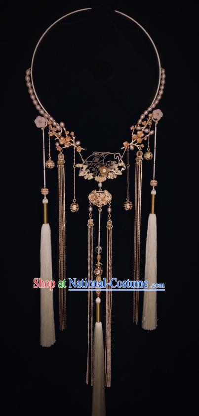 Chinese Ancient Princess Tassel Necklace Traditional Ming Dynasty Necklet Accessories National Handmade Jewelry