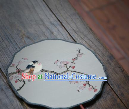 Chinese Ancient Song Dynasty Princess Hanfu Fans Handmade Kesi Apricot Blossom Pattern Silk Fan Traditional Palace Fan