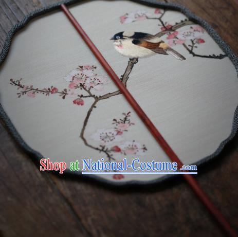 Chinese Ancient Song Dynasty Princess Hanfu Fans Handmade Kesi Apricot Blossom Pattern Silk Fan Traditional Palace Fan