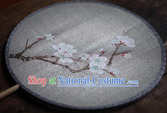 Chinese Traditional Palace Fan Ancient Song Dynasty Princess Hanfu Fans Handmade Kesi Plum Painting Silk Circular Fan