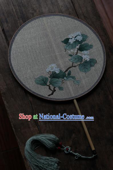 Chinese Ancient Hanfu Fans Handmade Kesi Jasmine Flower Painting Silk Circular Fan Traditional Song Dynasty Palace Fan