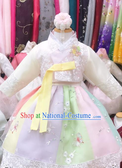 Asian Korean Girl Pink Blouse and Dress Children Princess Garments Fashion Korea Traditional Birthday Hanbok Clothing