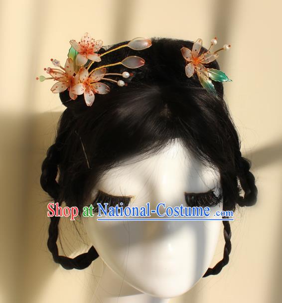 China Traditional Hanfu Peach Blossom Hair Stick Ancient Palace Princess Hairpin