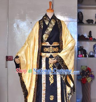 Chinese Drama Cosplay Prince Golden Apparels Han Dynasty King Garment Costumes Ancient Monarch Hanfu Clothing