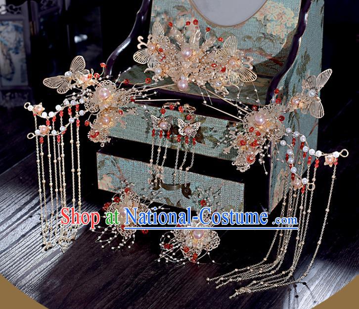 Chinese Xiuhe Suit Hair Comb Hairpins Classical Bride Headdress Traditional Wedding Hair Accessories