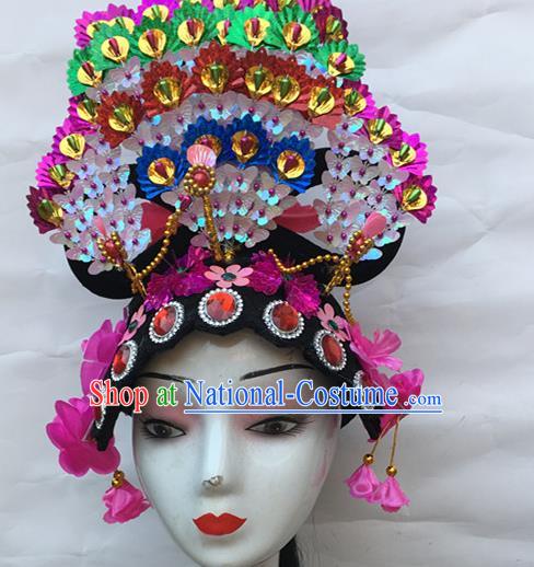 Chinese Folk Dance Headdress Traditional Peking Opera Wigs and Hair Accessories Stage Performance Headwear