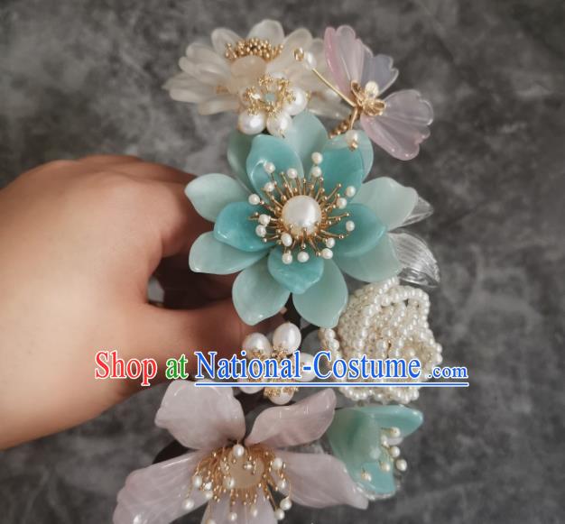 China Traditional Hanfu Hair Accessories Ancient Palace Lady Hairpin Ming Dynasty Peach Blossom Hair Comb