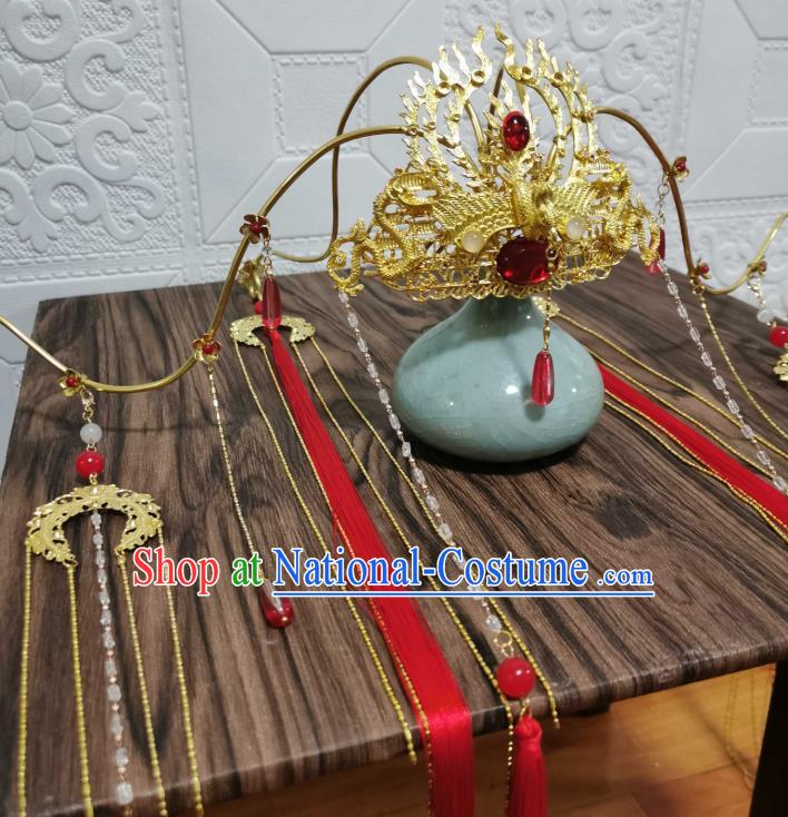 Chinese Ancient Crown Prince Golden Hair Crown Traditional Cosplay Swordsman Xie Lian Wedding Hair Accessories