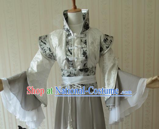 Chinese Ancient Prince Garment Costumes Cosplay Swordsman Bai Zihua Hanfu Clothing Traditional Ming Dynasty Royal Highness Apparels