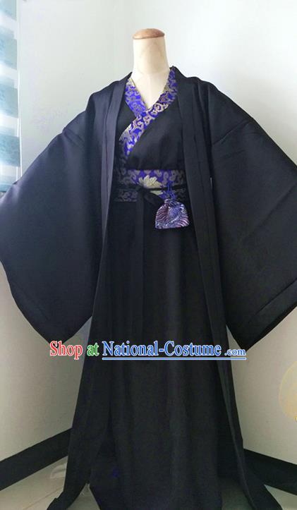 Chinese Cosplay Swordsman Xue Yang Black Hanfu Clothing Traditional Han Dynasty Knight Apparels Ancient Scholar Garment Costumes